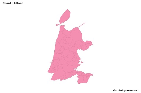 Contoh Peta untuk Noord-Holland (merah jambu,garis besar)