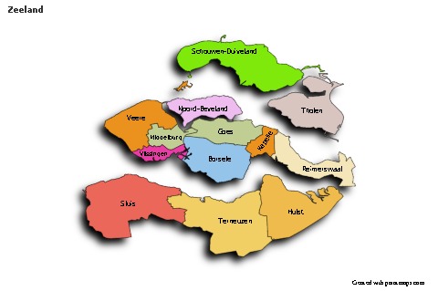 Contoh Peta untuk Zeeland (berwarna,bayangan)