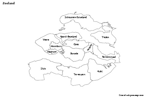 Contoh Peta untuk Zeeland (hitam-putih)