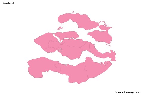 Contoh Peta untuk Zeeland (merah jambu,garis besar)