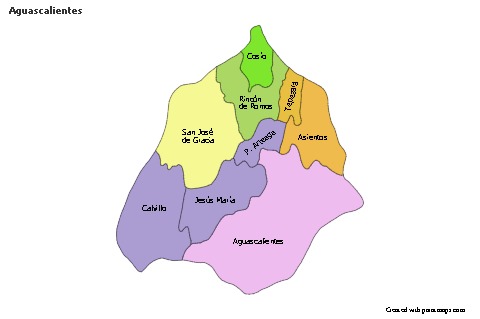 Mapas de muestra para Aguascalientes (coloreado)