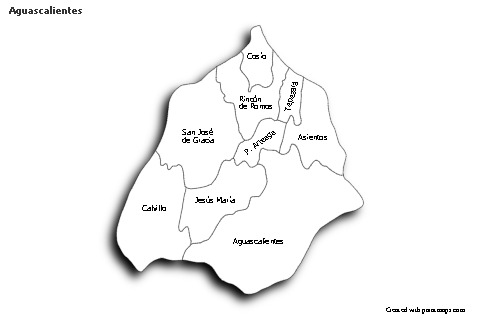 Mapas de muestra para Aguascalientes (blanco-negro,sombrío)