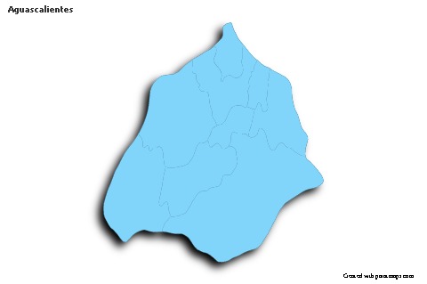 Mapas de muestra para Aguascalientes (azul,contorno,sombrío)