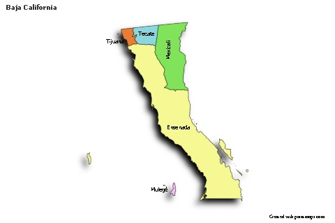 Contoh Peta untuk Baja California (berwarna,bayangan)