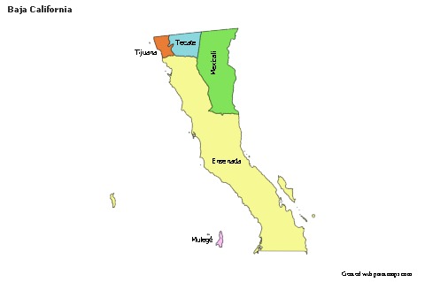Contoh Peta untuk Baja California (berwarna)