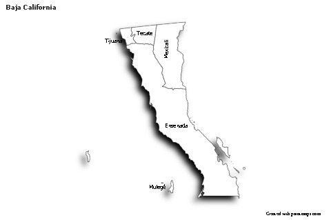 Contoh Peta untuk Baja California (hitam-putih,bayangan)