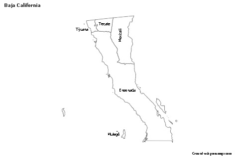 Contoh Peta untuk Baja California (hitam-putih)