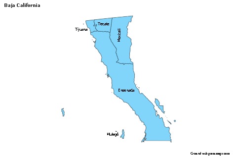 Contoh Peta untuk Baja California (biru)
