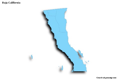 Contoh Peta untuk Baja California (biru,garis luar,bayangan)