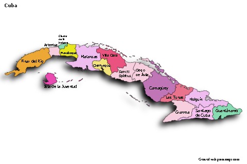 Sample Maps for Cuba (colored,shadowy)