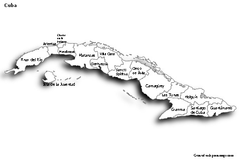 Sample Maps for Cuba (black-white,shadowy)