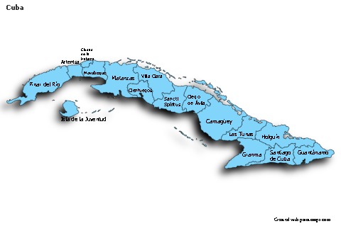 Sample Maps for Cuba (blue,shadowy)