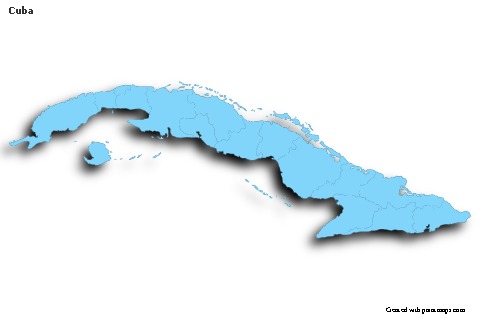 Sample Maps for Cuba (blue,outline,shadowy)
