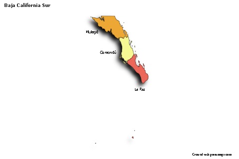 Mapas de muestra para Baja California Sur (coloreado,sombrío)