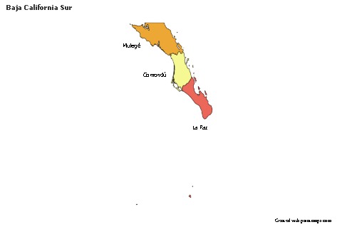 Mapas de muestra para Baja California Sur (coloreado)