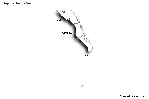 Mapas de muestra para Baja California Sur (blanco-negro,sombrío)