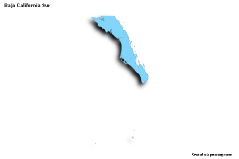 Mapas de muestra para Baja California Sur (azul,contorno,sombrío)