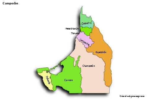 Contoh Peta untuk Campeche (berwarna,bayangan)