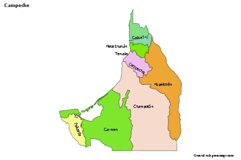 Contoh Peta untuk Campeche (berwarna)