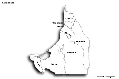Contoh Peta untuk Campeche (hitam-putih,bayangan)