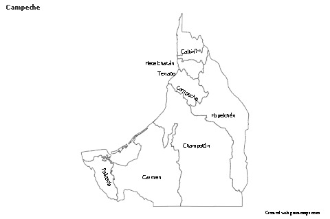 Contoh Peta untuk Campeche (hitam-putih)