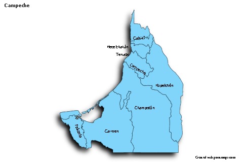 Contoh Peta untuk Campeche (biru,bayangan)