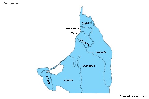 Contoh Peta untuk Campeche (biru)