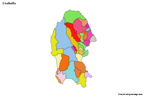 Exemplos de mapas para Coahuila (colorido)