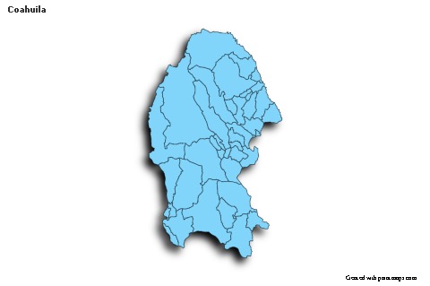Exemplos de mapas para Coahuila (azul,sombra)