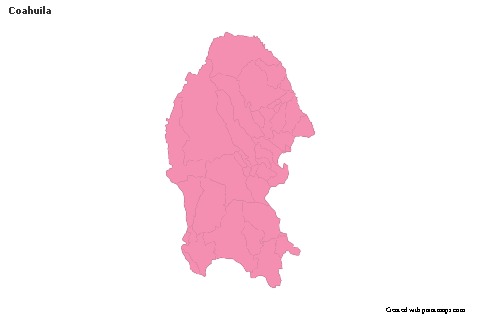 Exemplos de mapas para Coahuila (rosa,contorno)