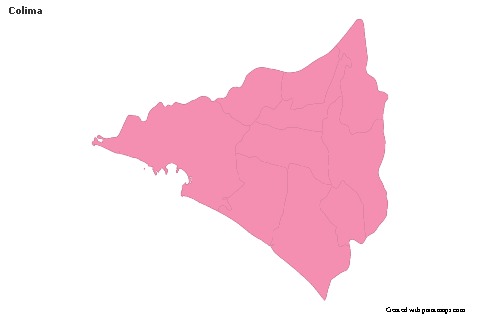 Contoh Peta untuk Colima (merah jambu,garis besar)