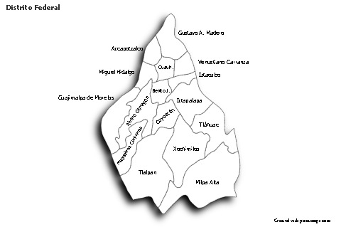 Ciudad de México için Örnek Haritalar (siyah-beyaz,gölgeli)