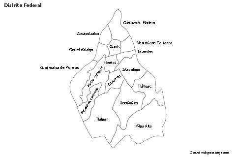 Ciudad de México için Örnek Haritalar (siyah-beyaz)