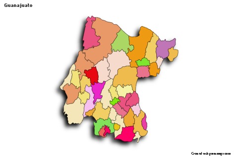 Contoh Peta untuk Guanajuato (berwarna,bayangan)