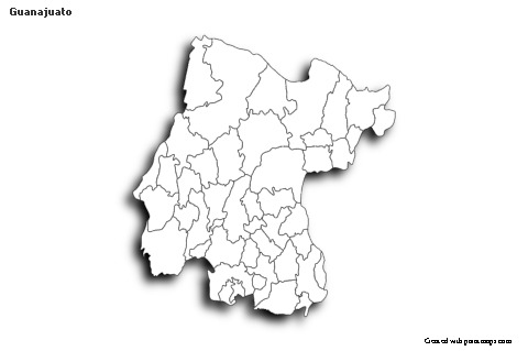 Contoh Peta untuk Guanajuato (hitam-putih,bayangan)