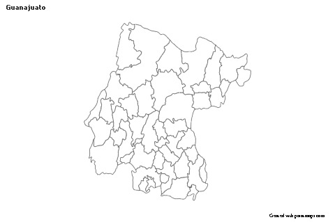 Contoh Peta untuk Guanajuato (hitam-putih)