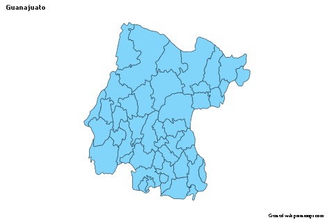 Contoh Peta untuk Guanajuato (biru)