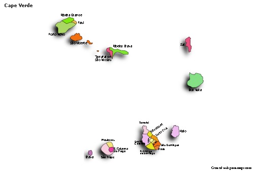 Sample Maps for Cape Verde (colored,shadowy)