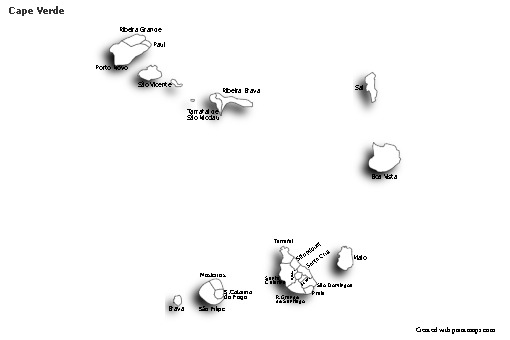 Sample Maps for Cape Verde (black-white,shadowy)