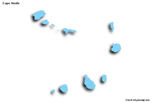 Sample Maps for Cape Verde (blue,outline,shadowy)