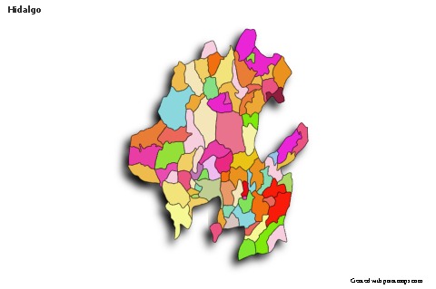 Contoh Peta untuk Hidalgo (berwarna,bayangan)