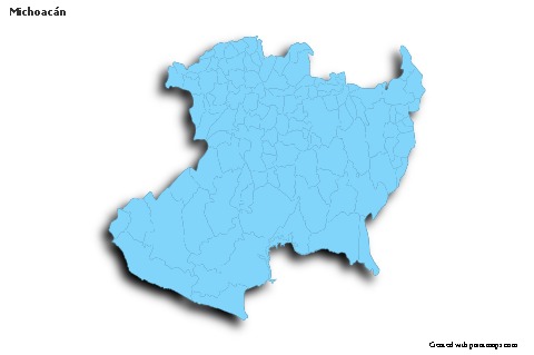 Michoacán için Örnek Haritalar (mavi,anahat,gölgeli)