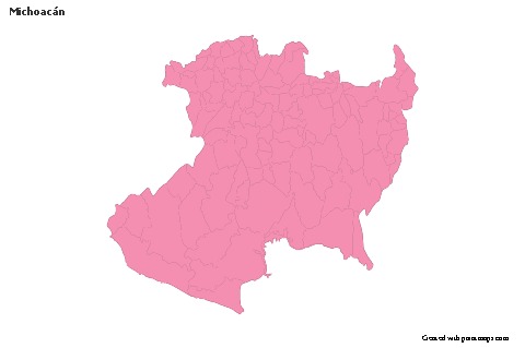Michoacán için Örnek Haritalar (pembe,anahat)