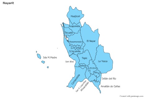 Contoh Peta untuk Nayarit (biru)