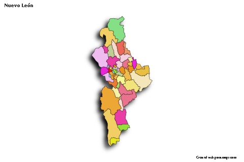 Contoh Peta untuk Nuevo León (berwarna,bayangan)