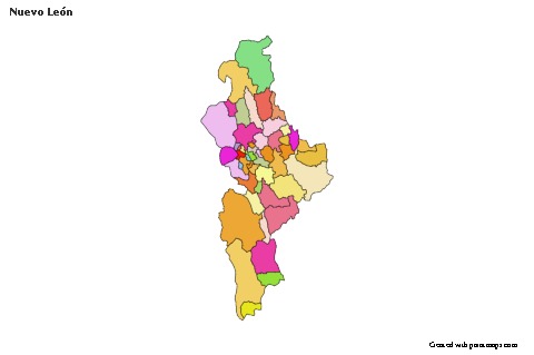 Contoh Peta untuk Nuevo León (berwarna)
