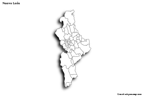 Contoh Peta untuk Nuevo León (hitam-putih,bayangan)