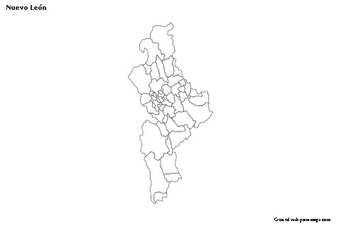 Contoh Peta untuk Nuevo León (hitam-putih)