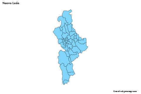 Contoh Peta untuk Nuevo León (biru)
