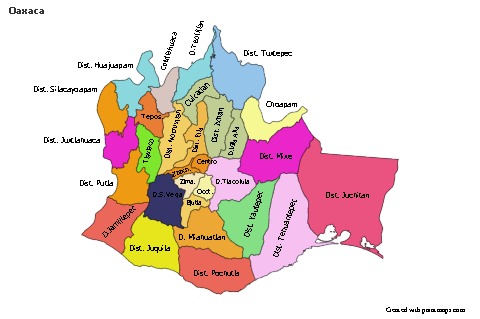 Mapas de muestra para Oaxaca (coloreado)